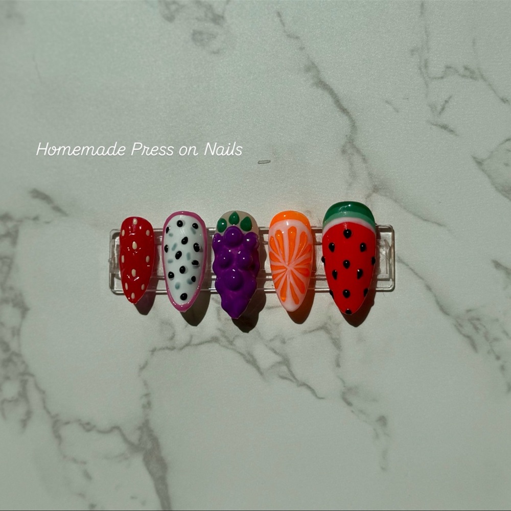 Handmade 3D Fruit Press On Nails